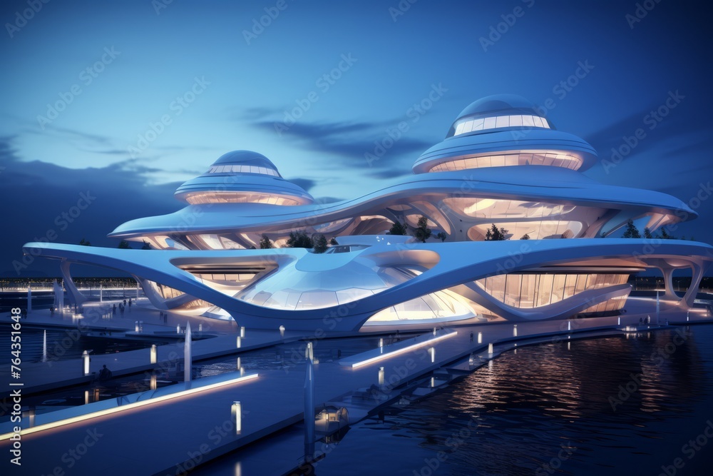 Poster high tech architecture and design creating a futuristic atmosphere