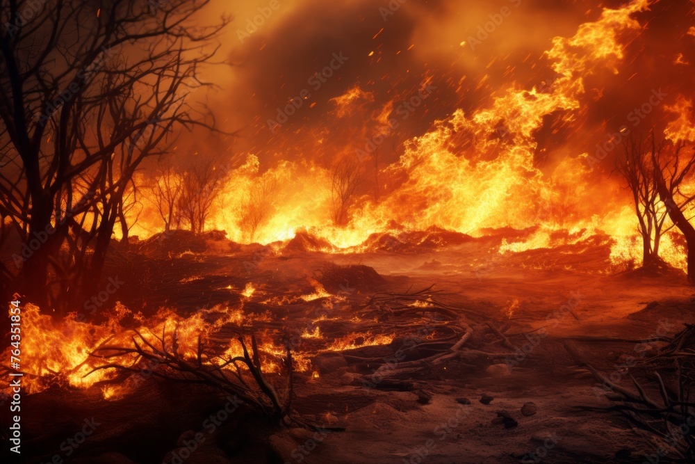 Poster intense fire background showcasing a controlled burn in a controlled environment