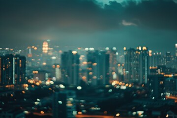 Abstract cityscape with blurred city lights, concept of urban life

