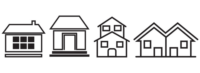 Home Icon Set. Contains such Icons as House, Property, Church, Garage, Smart Home and more. House vector icon set. Set of home icon, Thin outline shape of house vector. Simple collection of home icon.