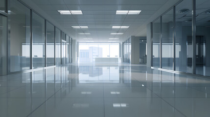 Obraz premium Empty modern business office, clean high tech office, sky view office