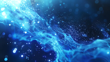 Abstract futuristic background. Molecules technology with polygonal shapes, connecting dots and lines. Connection structure. Big data visualization.Generative AI