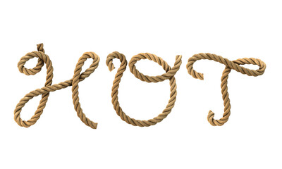 3D render of the text "hot" with a rope texture