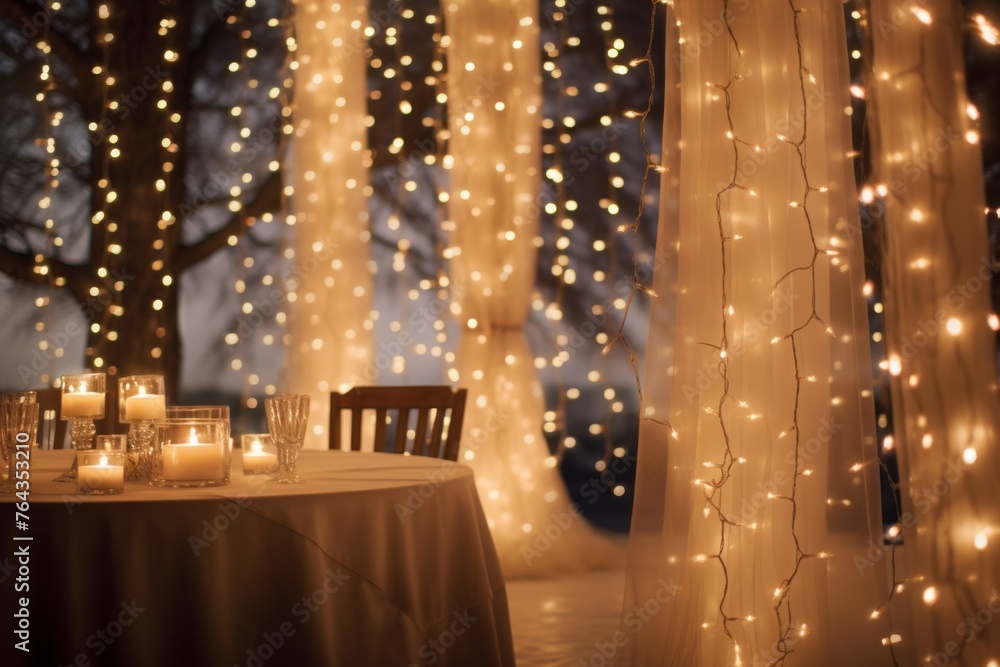Poster soft and twinkling bokeh lights setting a magical and festive ambiance.