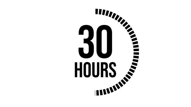48 hours count 2D animation motion graphics forty eight running numbers counting day, 0 to 48 counting, zero to forty eight. 4K HD video with white background.