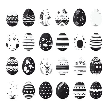 Springtime painted eggs black and white 2D line car