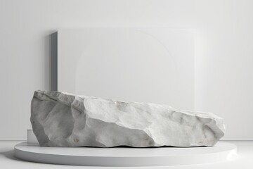 Minimalist Product Display Podium Set Against a Crisp White Marble Backdrop