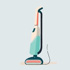Stick upright vacuum cleaner side view flat vector