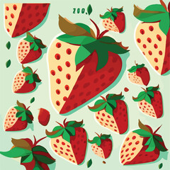 Strawberry image drawn abstractly and with a minima