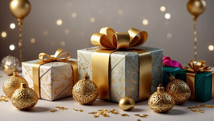 Fototapeta na wymiar christmas gift box and decorations, christmas gift boxes, christmas gift box