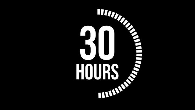 48 hours count 2D animation motion graphics forty eight running numbers counting day, 0 to 48 counting, zero to forty eight. 4K HD video with black background.