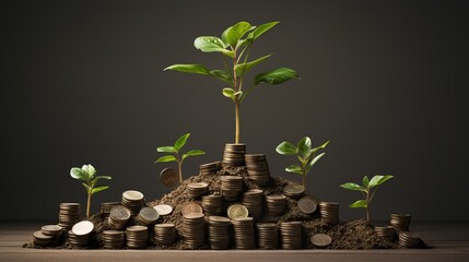 Plant Growing In Savings money