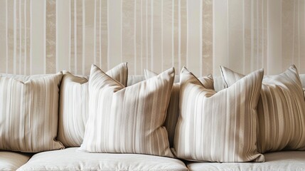 Cozy Beige Pillows Adorn Modern Sofa: Comfortable Home Design