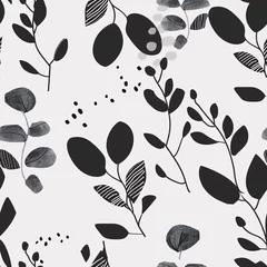 This image showcases a minimalist abstract seamles pattern featuring organic shapes and dots in monochrome shades