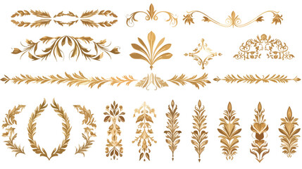 Set of golden decorative elements Frames borders