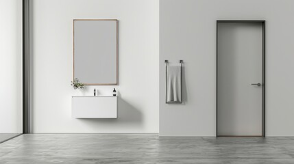 Modern Restroom Elevation Mockup: Sleek Sanitary Desig