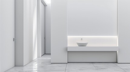 Fototapeta na wymiar Modern Restroom Elevation Mockup: Sleek Sanitary Desig