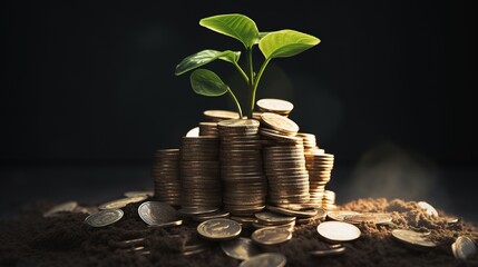 Plant Growing In Savings money