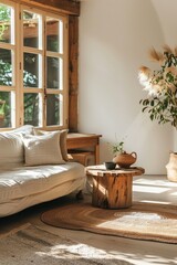Minimalist Earth-Tone Living Room: Clean and Cozy Interior Design