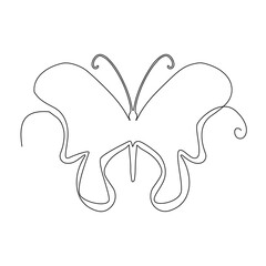 Continuous Thin Line Butterfly, Minimalist Butterflies Drawing, One Line Art Summer Moth, Animal Outline Drawing, Simple Papillon Logo, Illustration