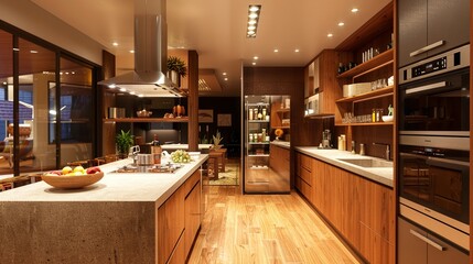 Obraz na płótnie Canvas Contemporary Kitchen and Pantry Interior Design: Cosy Comfort and Natural Finishing Touch
