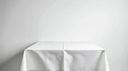 White tablecloth on empty table with copy space
