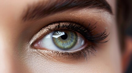 Obraz premium Close-Up of Asian Woman's Beautiful Eye: Mesmerizing Green Iris