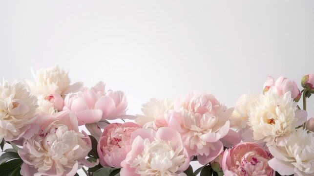 Serene peony blossoms on soft white background
