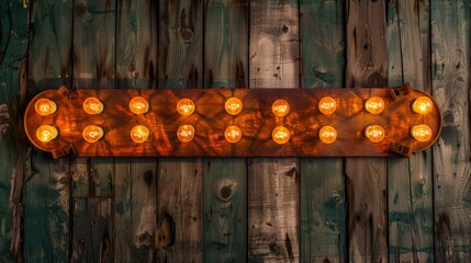 Vintage marquee lights on wooden background - obrazy, fototapety, plakaty