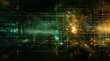 Futuristic digital circuit network background