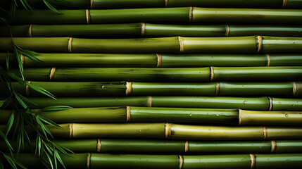 The background is made of fresh bamboo. Bright backdrop. Generative AI