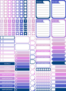 Hoja de pegatinas para agenda. Perfectas para Happy Planner tama&ntilde;o cl&aacute;sico. Hechas a la medida ideal para cortar en Cr&iacute;cut (6.75 x 9.25 pulgadas). 