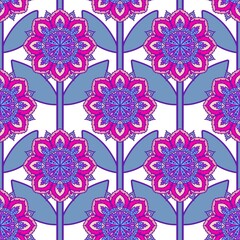 Cartoon summer retro seamless flower pattern for wrapping paper and fabrics and spring packaging and kids print