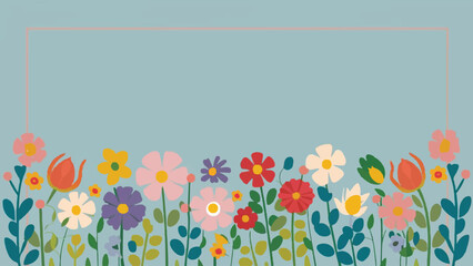 Fototapeta na wymiar Captivating Floral Border: Stunning Vector Illustration on Peach Pastel Background