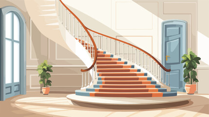 interior design of modern entrance hall with stairs