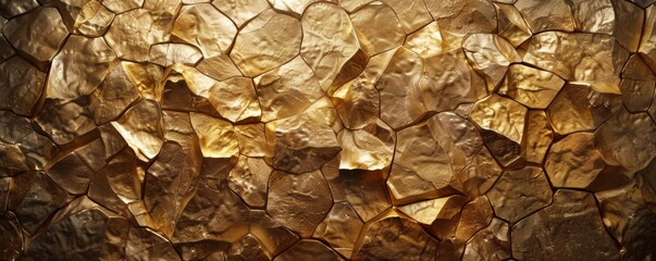 Luxurious golden foil texture with lighting creating dynamic shadows