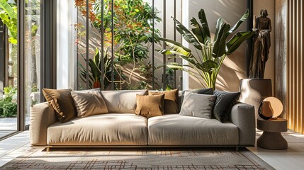 Beautiful Living Room Interior Design with Cozy Comfort Sofa