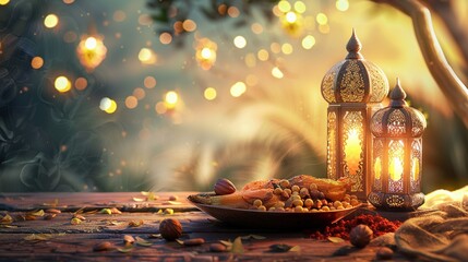 eid mubarak and wood background