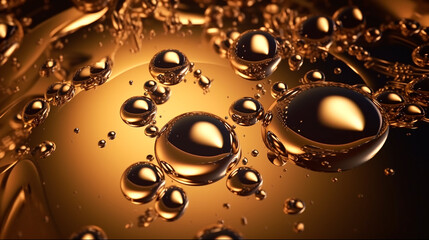 The image is a close up of a liquid with many small droplets of it