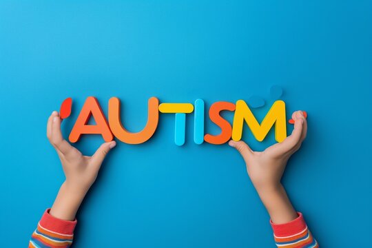 Autism awareness day illustration made of colorful letters promoting acceptance and better knowledge of this disorder and of disabled kids on the autistic spectrum and adult people with special needs