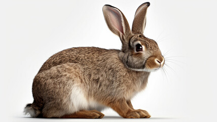 Fototapeta premium White and Brown Rabbit, on White Background