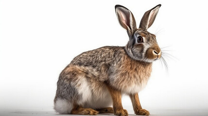 Obraz premium White and Brown Rabbit, on White Background