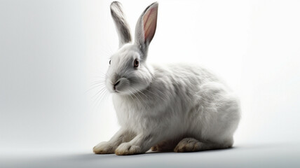 Obraz premium White and Brown Rabbit, on White Background