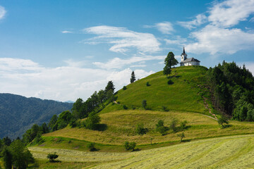 Sveti Jakob Hill with a Church on Top. Slovenia, Europe - 764365818
