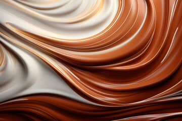 smooth texture of liquid melted chocolate and milk cream, poured onto the surface
