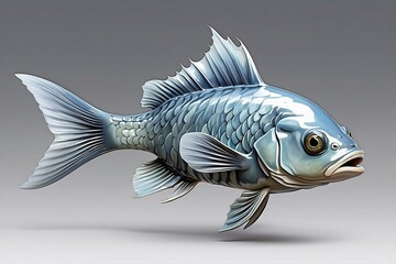 Produce a clipart-style image focused on a fish. Ensure the design embodies the essence of a traditional clipart, with clear, bold lines and simplified shapes. The fish should be instantly recognizabl - obrazy, fototapety, plakaty