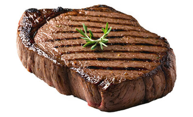 Delicious piece of grilled steak isolated on transparent background