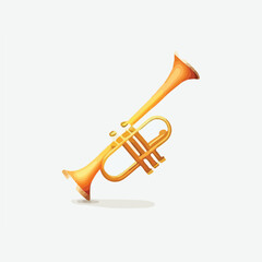 Trumpet line icon . Realistic bugle. Royal decorati
