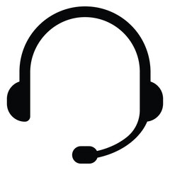 Headphone for support or service. Call center sign symbol. Customer service, support headset or headphones flat vector icon for apps and websites.