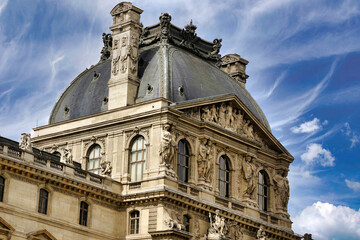 The wonderful building that houses the Louvre museum in Paris, France, one of the most famous...